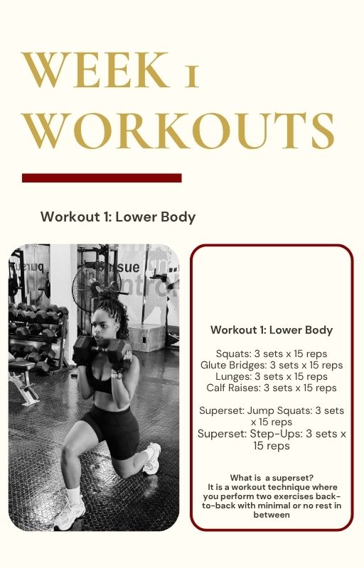 The 6-Week Reset Week 1 workouts page: lower body session
